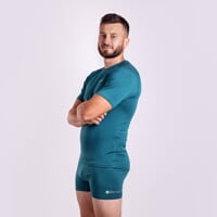 E NKR pánske bambusové triko s krátkym rukávom čierna/sv.zelené prešitie