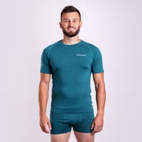 E NKR pánske bambusové triko s krátkym rukávom čierna/sv.zelené prešitie