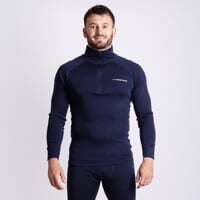 MT TRZ 250 pánsky merino rolák s krátkym zipsom čIerno-modrá