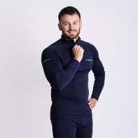 MT TRZ 250 pánsky merino rolák s krátkym zipsom čIerno-modrá