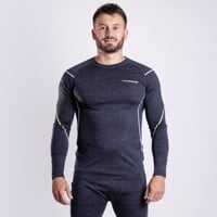 MW NDR 170 pánské merino triko s dlouhým rukávem čIerný melír