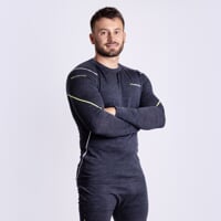 MW NDR 170 pánské merino triko s dlouhým rukávem čIerný melír