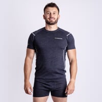 MW NKR 170 pánské merino triko s krátkým rukávem čierný melír