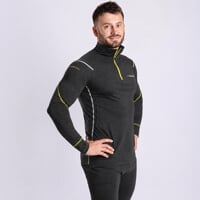 MW NRZ pánský funkční merino rolák s krátkým zipem čierny melír
