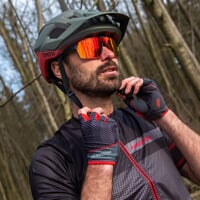 SOLAR MITTS cyklistické rukavice bez prstov čierna/červená