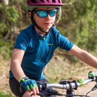 SOLO MITTS dětské cyklorukavice petrol/limetka