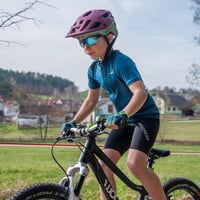 SOLO MITTS dětské cyklorukavice petrol/limetka