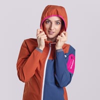 WOOLCRAFT LADY dámska bunda s merinom terakota/tm.modrá