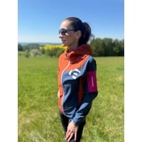 WOOLCRAFT LADY dámska bunda s merinom terakota/tm.modrá