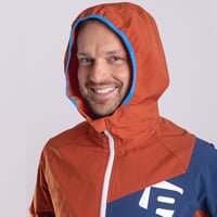 WOOLCRAFT MAN pánska bunda s merinom terakota/tm.modrá