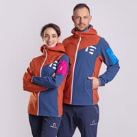 WOOLCRAFT MAN pánska bunda s merinom terakota/tm.modrá